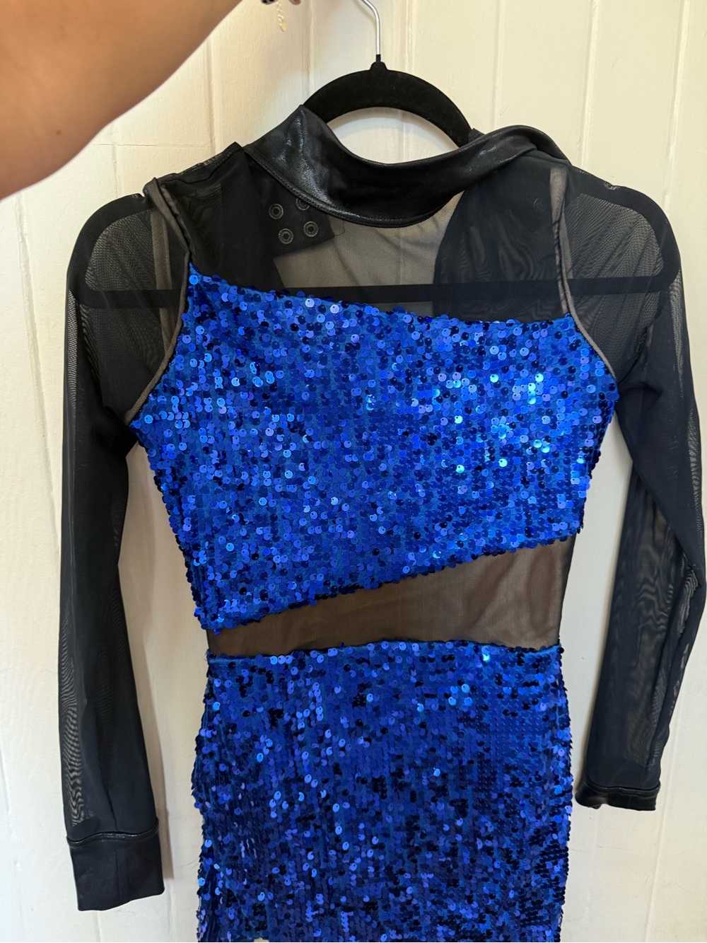 Blue Sequin Mesh Dance Costume